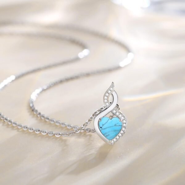 14K Solid White Gold Heart Birthstone Necklace with Diamond Pendent Birthday Christmas Gifts for Mom Women, Sterling Silver Chain 16" + 2" Extender