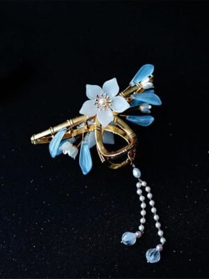 Chinese Hanfu Hair Clip Barrette Headdress Back Of Head Gripper Grab Clip Tassel Hairpin Ancient Costume Hair Claw Accessories