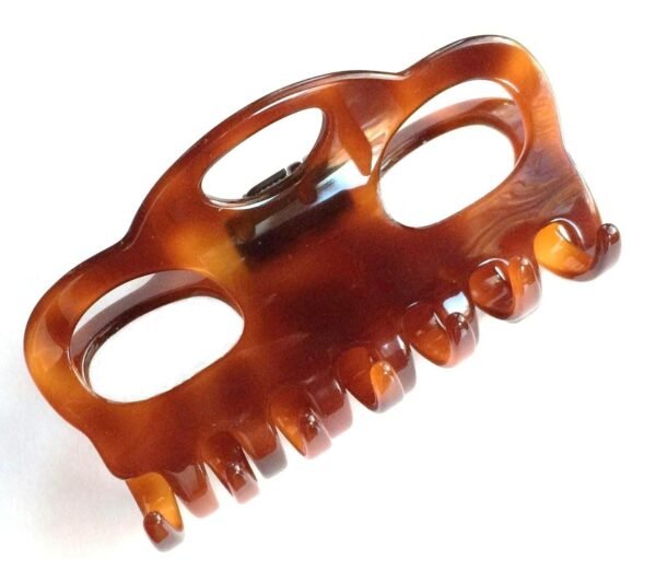 large Jaw Clip, eyelets French tortoiseshell from acetate cellulose handmade in France (Tortoise)