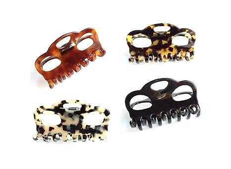 large Jaw Clip, eyelets French tortoiseshell from acetate cellulose handmade in France (White Tokyo)