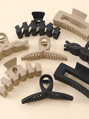 8 Pack Assortment Large Claw Clips Hair Clips for Women Thick Hair, Multi-Styles Matte Non-slip Hair Clips,Strong Hold Jaw Clip Neutral and Black